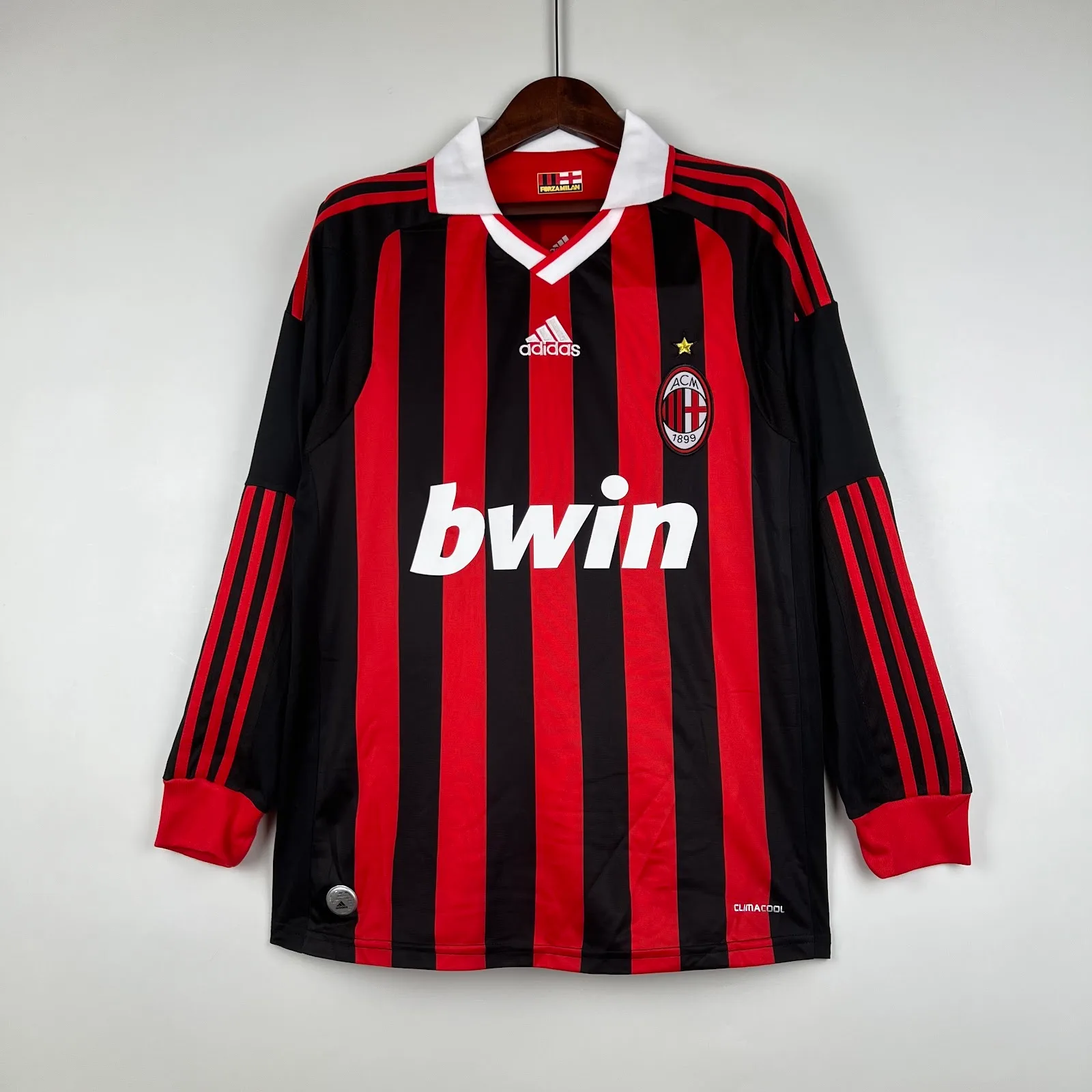 Camiseta AC Milan – Titular manga larga Retro con patrocinadores – 2009-10